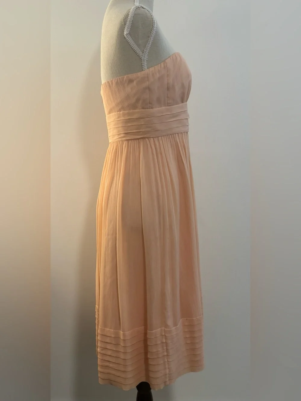 J. Crew 100% Silk Dress Peach Strapless Lined Size 6